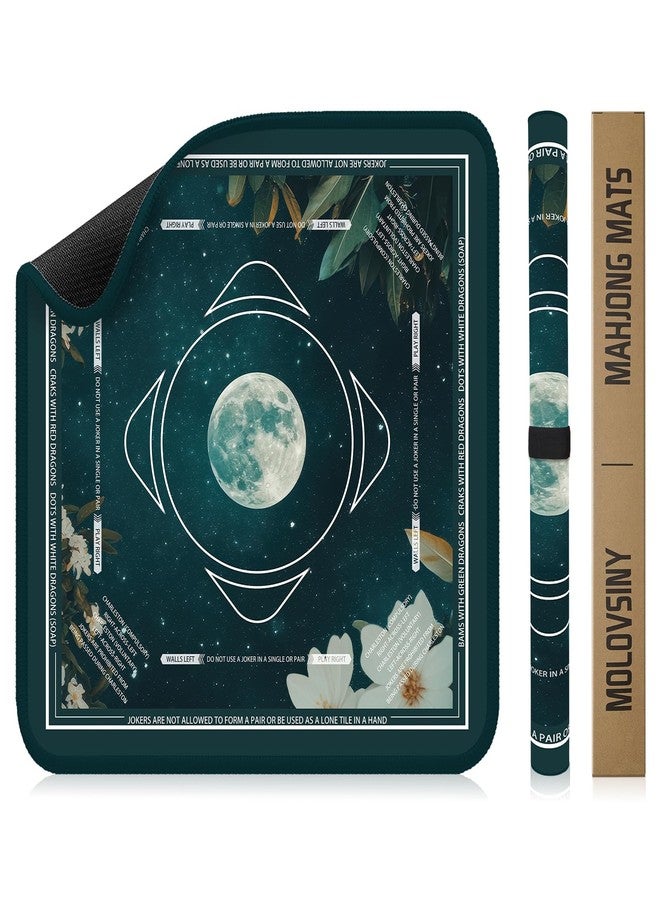 molovsiny Mahjong Mat for Table Durable Mahjong Table Cover with Unique Design, Premium Mahjong Accessories, Perfect Mahjong Gifts for Women, Game Mat for Mahjong and Board Game Enthusiasts (Lunar Tide) - Image 1