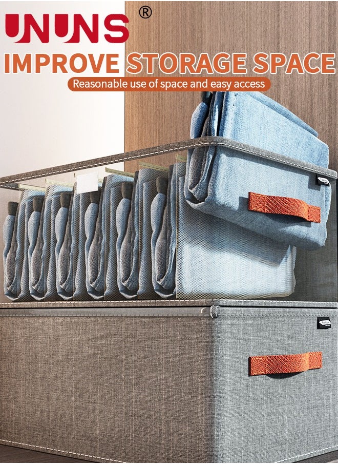 UNUNS Foldable Storage Bins,Pack Of 2 Clothes Drawer Organizer Bins With Clear Lids And Handles,9 Grids Closet Organizers For Clothes Storage,Office Storage,Room Organization,40x28x20cm  - Image 3