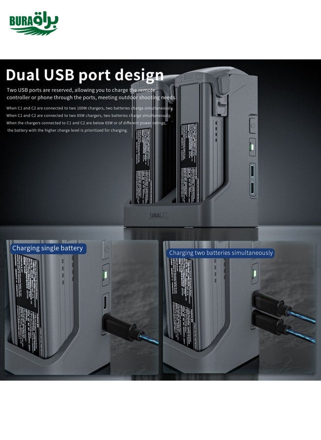 BURAQ For DJI Air 3S / 3 Two-way Charging Butler Battery Charger (Grey)  - Image 3