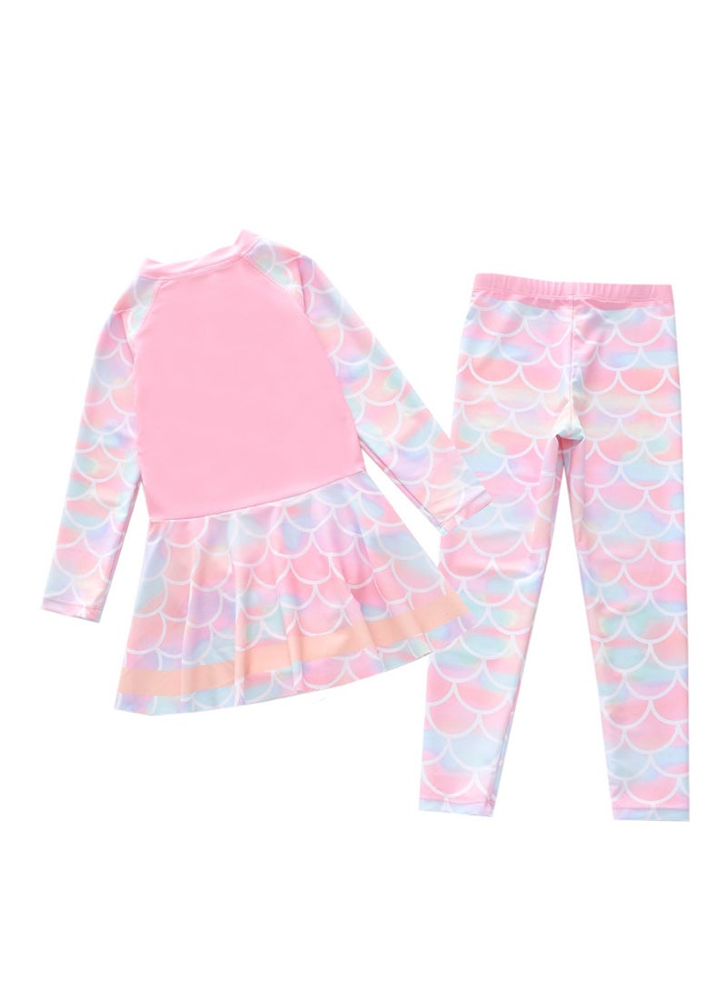 Generic 2pcs swimsuit girls one piece swimsuit plus long pants long sleeve sun protection swimsuit set - Image 2