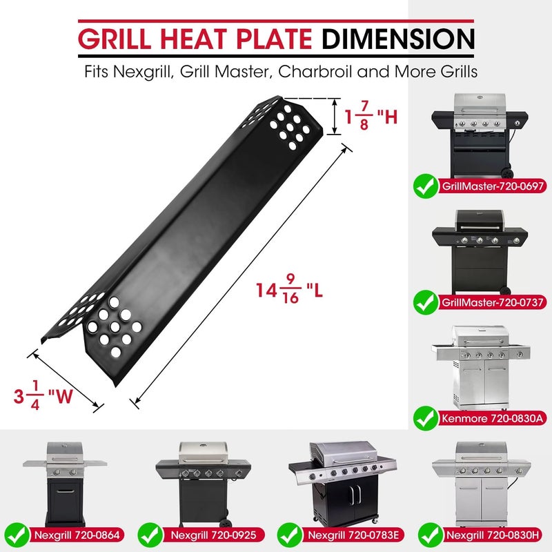 Unicook 6 عبوات من ألواح حرارة الشواية 14.56" L، قطع غيار شواية ثقيلة بديلة غطاء موقد للشواء الخارجي، موقد لهب خزفي، متوافق مع نيكسرغيل، تشاربروايل - Image 2