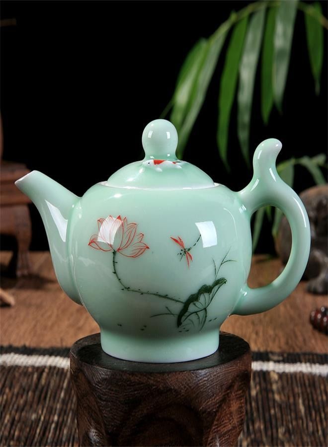 Celadon Handcrafted Porcelain Tea Set Lotus Theme Porcelain Tea Pot Covered Teacup Gongdao Cup From China (Lotus Tea pot)  - Image 1