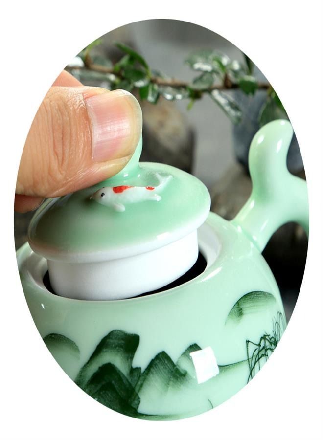 Celadon Handcrafted Porcelain Tea Set Lotus Theme Porcelain Tea Pot Covered Teacup Gongdao Cup From China (Lotus Tea pot)  - Image 4
