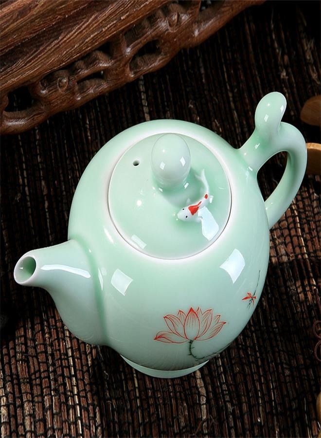 Celadon Handcrafted Porcelain Tea Set Lotus Theme Porcelain Tea Pot Covered Teacup Gongdao Cup From China (Lotus Tea pot)  - Image 3