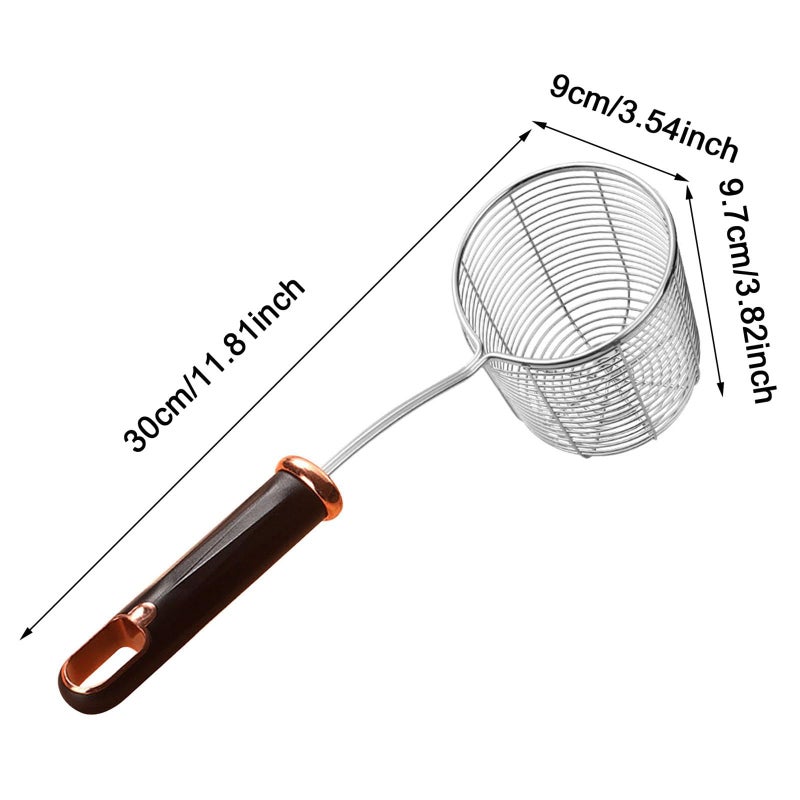 Deepened Skimmer Spoon Kitchen Oil Spoon Mesh Strainer Hot Pot Noodles Strainer for Noodles Cooking Hot Pot Ingredients, black handle - Image 3