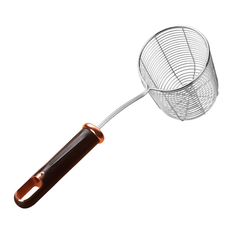 Deepened Skimmer Spoon Kitchen Oil Spoon Mesh Strainer Hot Pot Noodles Strainer for Noodles Cooking Hot Pot Ingredients, black handle - Image 1