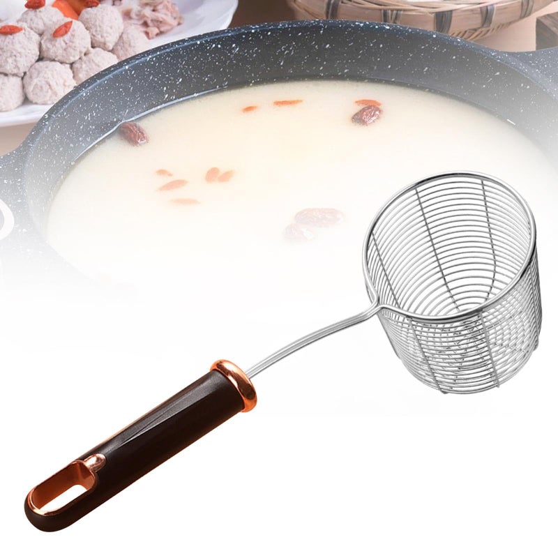 Deepened Skimmer Spoon Kitchen Oil Spoon Mesh Strainer Hot Pot Noodles Strainer for Noodles Cooking Hot Pot Ingredients, black handle - Image 4