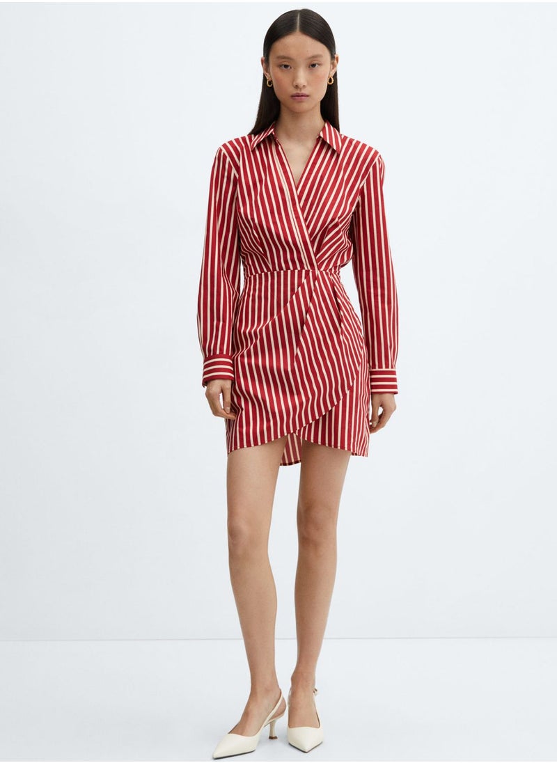 MANGO - Striped Wrap Dress - Image 1