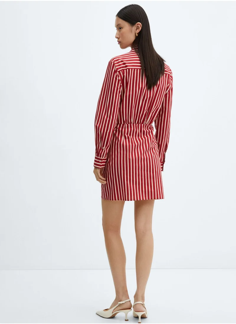 MANGO Striped Wrap Dress