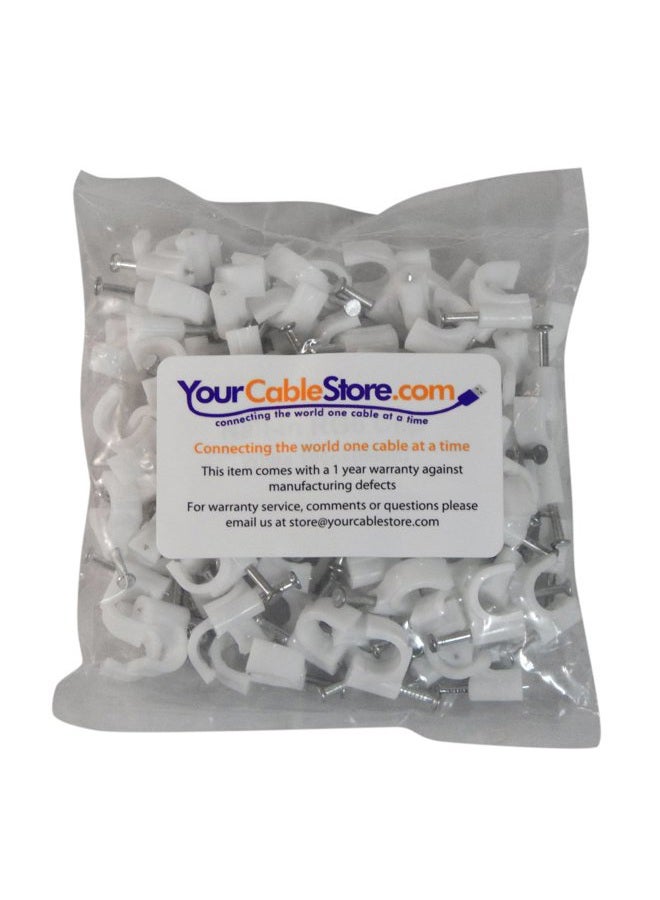 Your Cable Store 100 Pack White RG6 / 8mm Nail In Cable Clips - Image 4