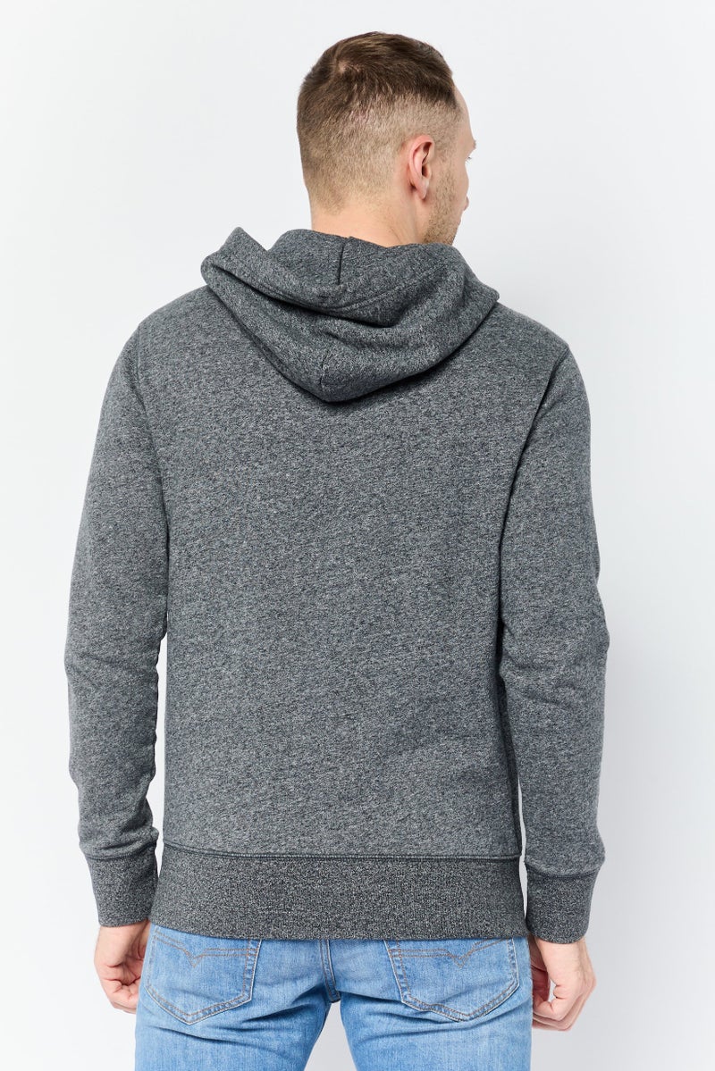 American Eagle Men Brand Logo Long Sleeve Full Zip Hoodie, Dark Heather Grey - Image 3