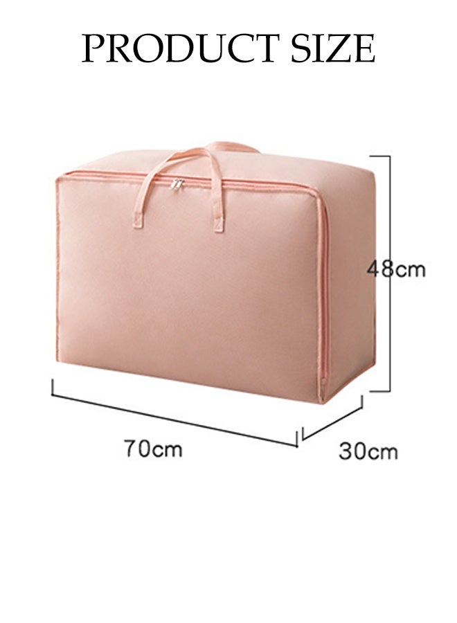 DUNISO 3 Pack Large Storage Bags, Thicken Moving Bags with Strong Zippers & Carrying Handles, Large Heavy Duty Fabric Organizer Bags，Space Saving，Waterproof,for Bedding, Comforters, Quilts, Pillows & Clothes,70*50*26cm，Pink - Image 2