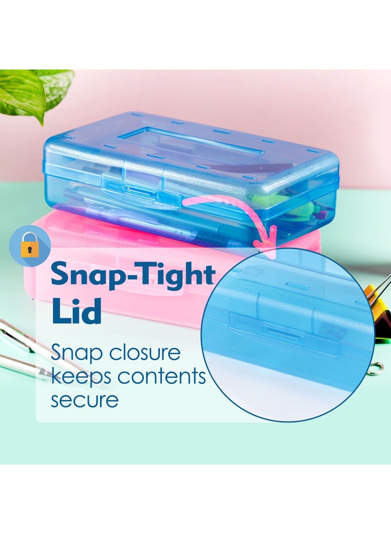 Loquat 2PCS Kids Assorted Color Pencil Box, Plastic Pencil Case Crayon Small Storage Box School Supply Storage Box Kids Pencil Case Hard Case Pencil Box School Storage Box for Stationery Storage - Image 4
