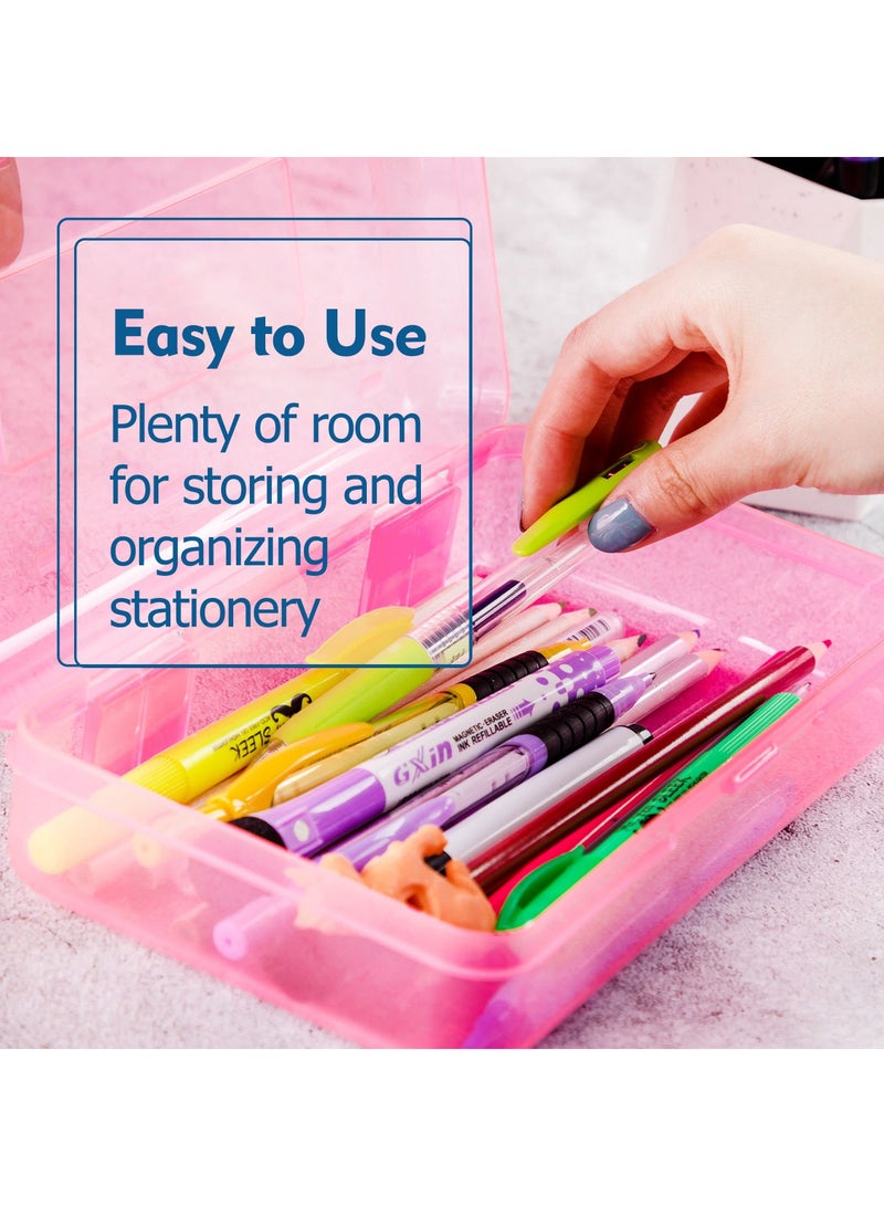 Loquat 2PCS Kids Assorted Color Pencil Box, Plastic Pencil Case Crayon Small Storage Box School Supply Storage Box Kids Pencil Case Hard Case Pencil Box School Storage Box for Stationery Storage - Image 3
