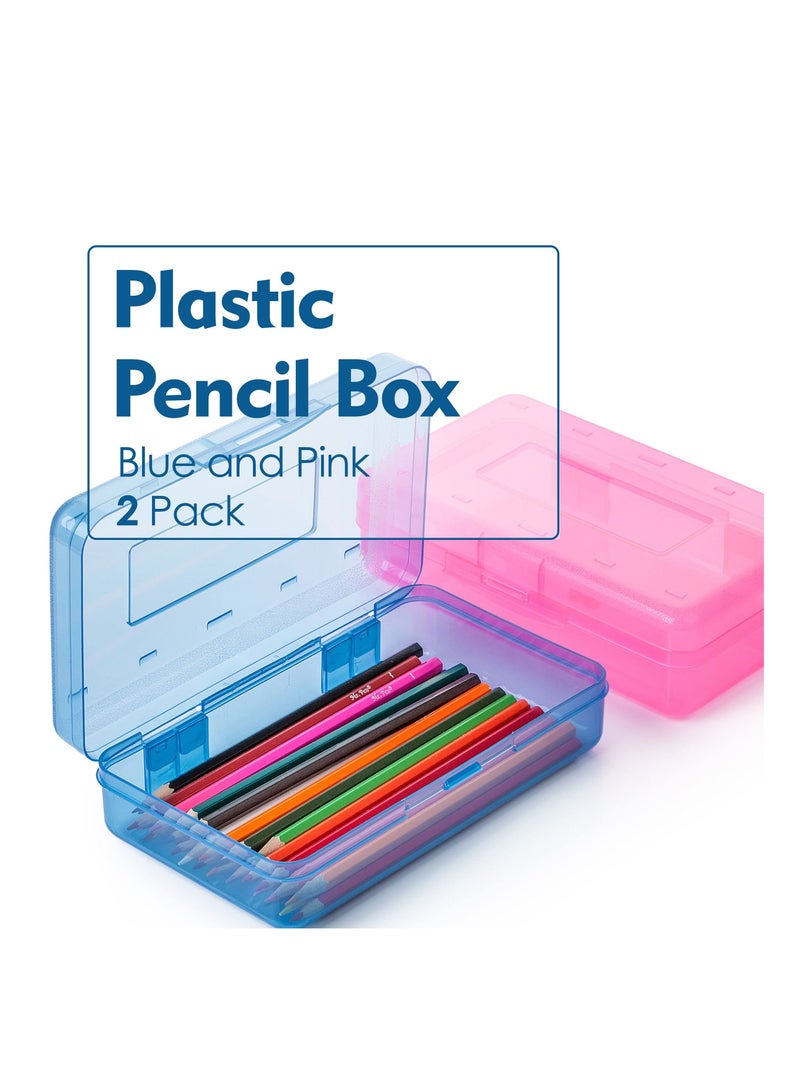 Loquat 2PCS Kids Assorted Color Pencil Box, Plastic Pencil Case Crayon Small Storage Box School Supply Storage Box Kids Pencil Case Hard Case Pencil Box School Storage Box for Stationery Storage - Image 2