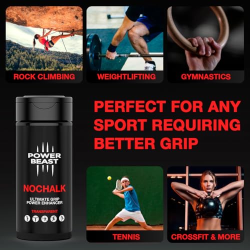 POWER BEAST NOCHALK, Liquid Chalk Replacement, Non Sticky Grip Enhancer, Dry Hands, Transparent, Anti-Slip Solution, Dry Grip for Tennis, Golf, Pole Dancing, Gaming, and All Sports, 0.35 Oz. - Image 4