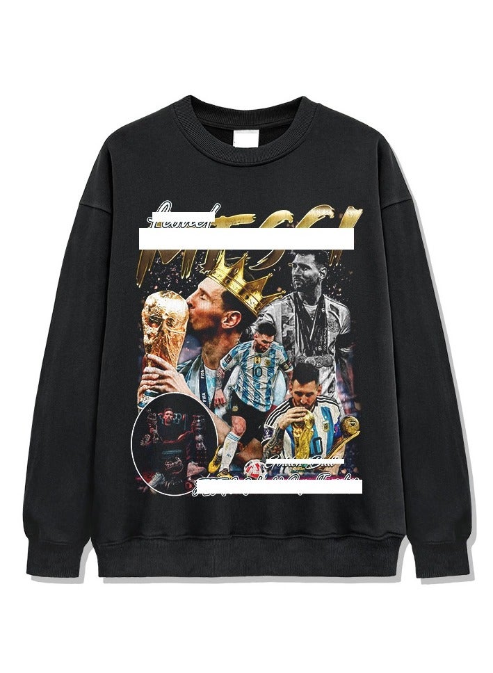 KUYING Fashion Casual Vintage Messi boss World Cup Print Hoodie