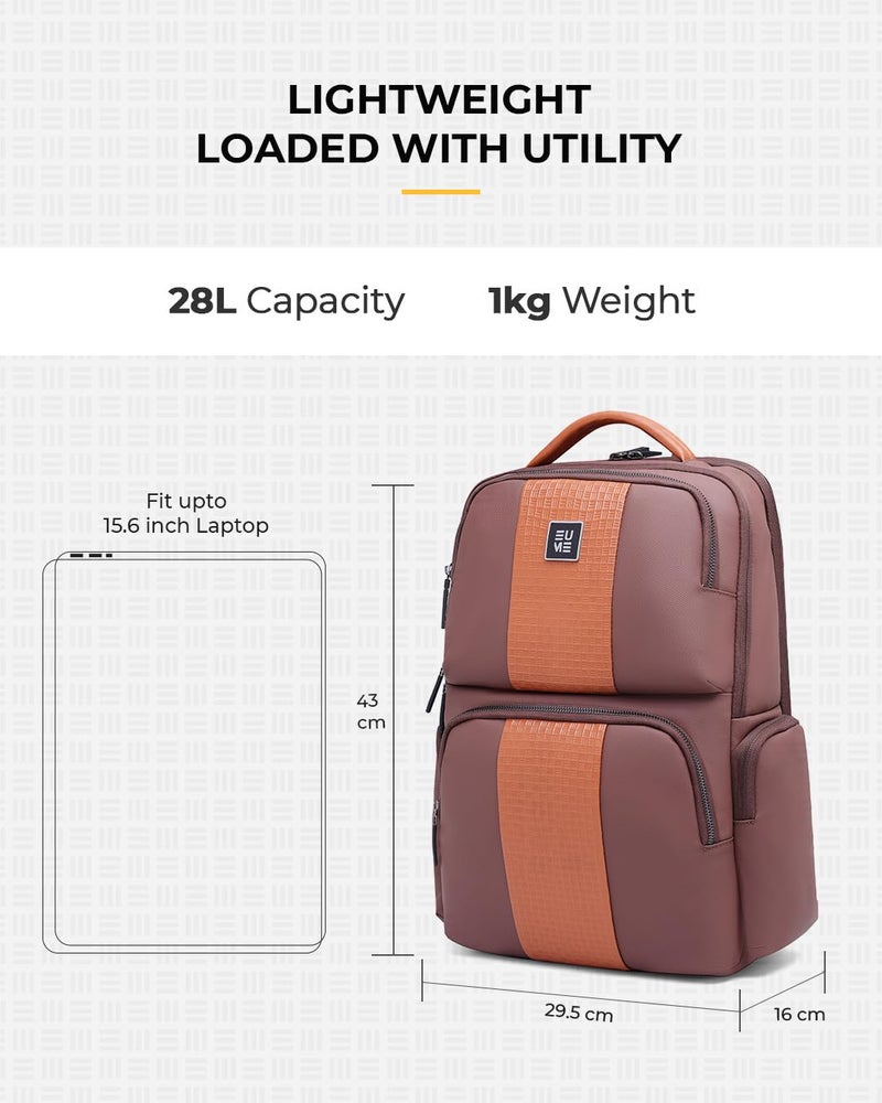 EUME Premium 15.6 in Laptop Bags for Men & Women Office Use | Stylish Backpack Bag | Spacious Backpack for Travelling | 28L Polaris Brown - Image 3