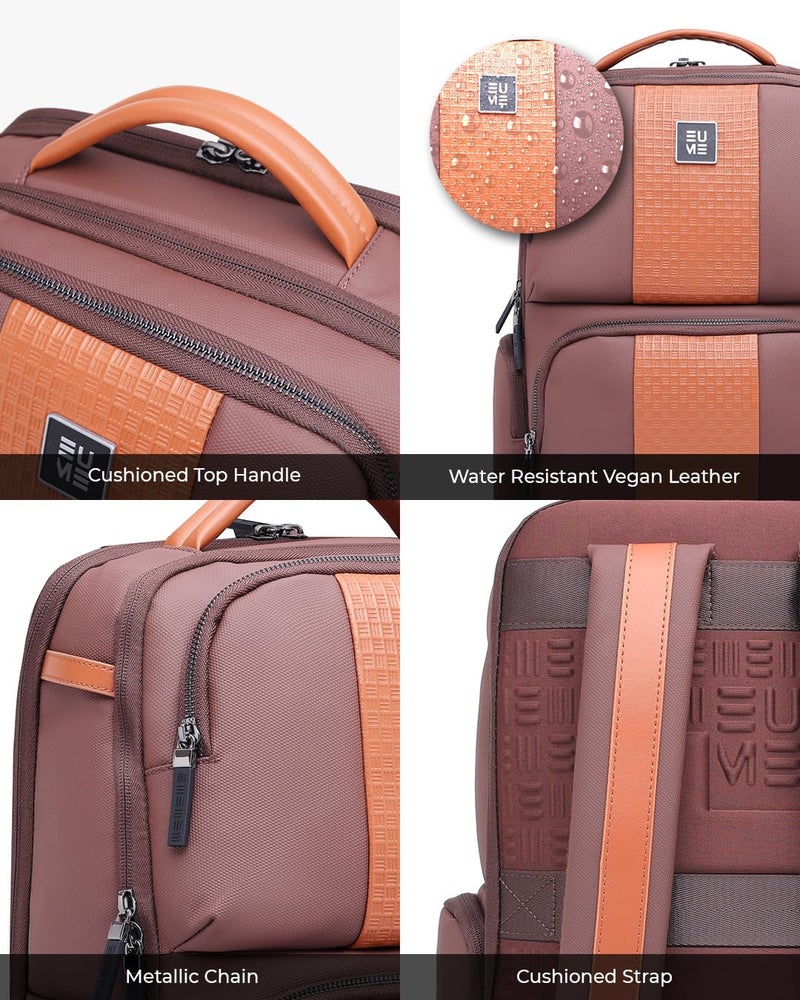 EUME Premium 15.6 in Laptop Bags for Men & Women Office Use | Stylish Backpack Bag | Spacious Backpack for Travelling | 28L Polaris Brown - Image 5