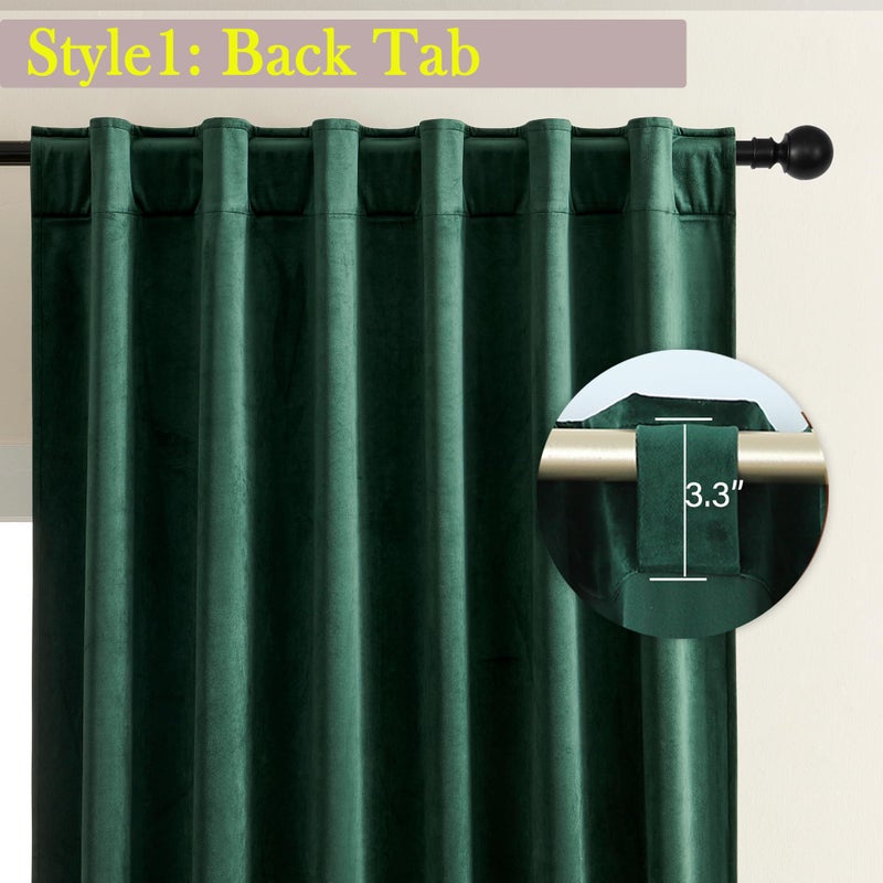 Timeper Dark Green 120 Inch - Extra Long for High Ceiling Decorative Super Soft Velvet Thermal Blackout Curtain Panel Drapes Sound Reducing  Rod Pocket Back Tab  Dark Green  52Wx 120L  2 Panels - Image 2