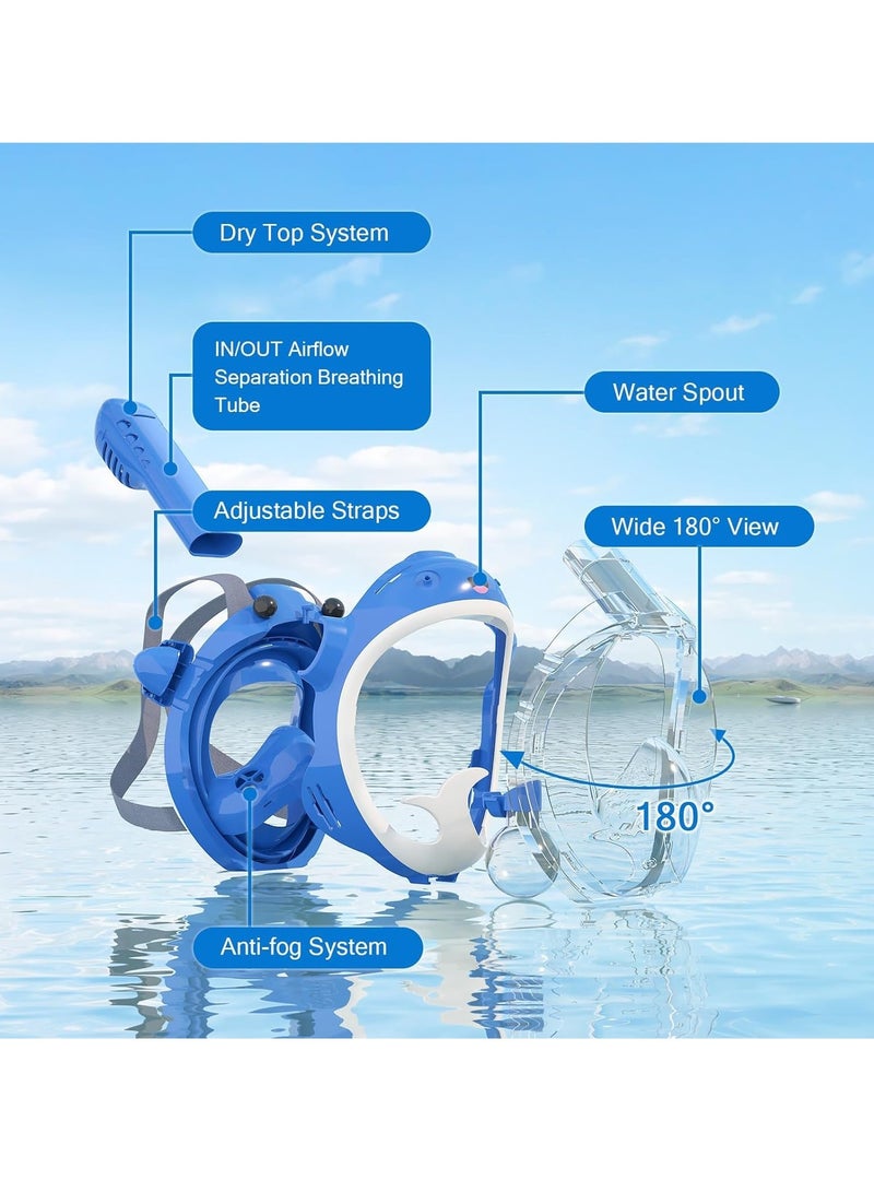 Excefore Full Face Snorkel Mask for Kids, Snorkeling Gear with Water Blaster,Swimming Pool Toys for 4-12 Kids,Dry Top, Anti-Leak& Anti-Fog,180°HD Seaview - Image 5