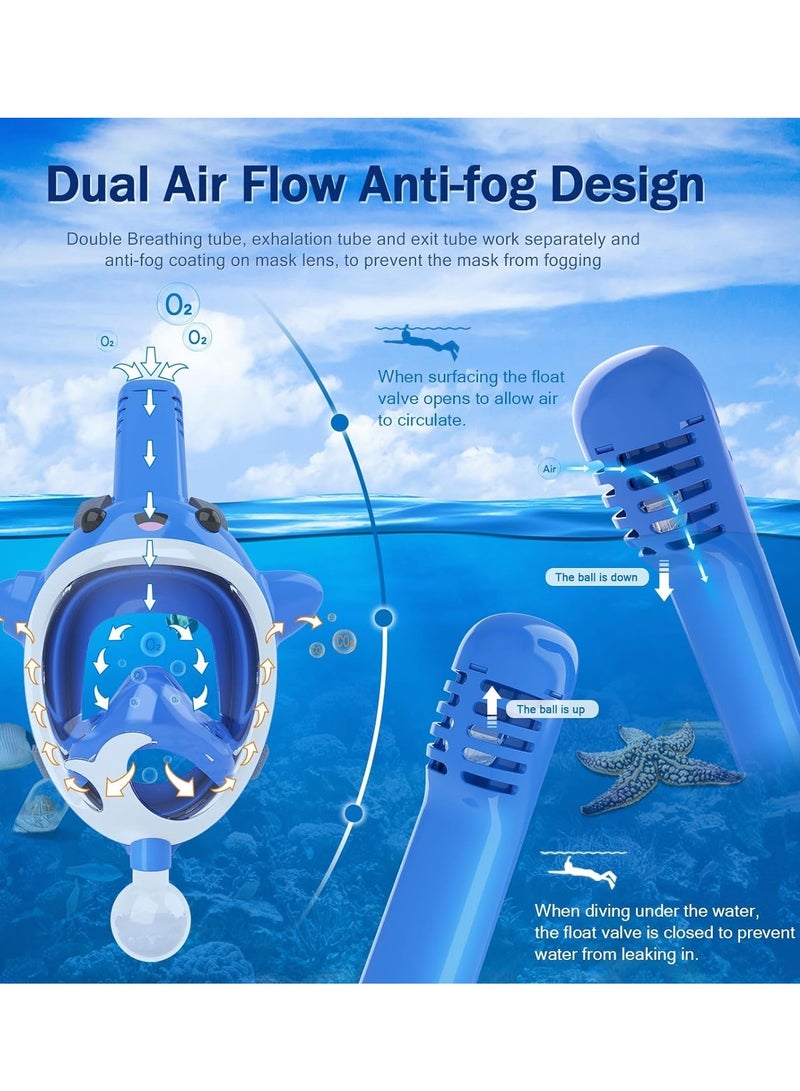 Excefore Full Face Snorkel Mask for Kids, Snorkeling Gear with Water Blaster,Swimming Pool Toys for 4-12 Kids,Dry Top, Anti-Leak& Anti-Fog,180°HD Seaview - Image 3