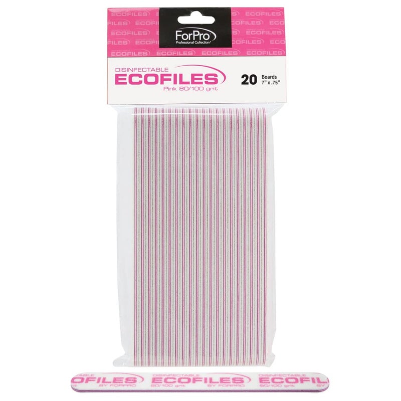 ForPro Professional Collection ECOFILES, Eco-Friendly Manicure and Pedicure Foam Board Nail File, 80/100 Grit, Pink, 20-Count - Image 5