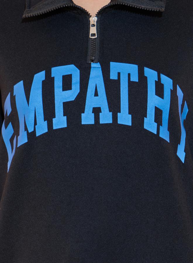 Take Two Slogan Print Drop Shoulder Half-Zipper Sweatshirt - Image 4