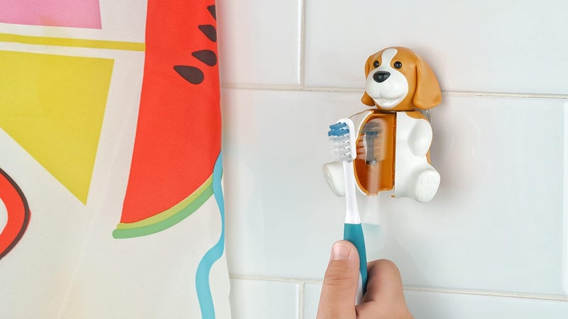 Flipper Fun Animal Dog Toothbrush Cover – Kids Toothbrush Holder with Cover – Toothbrush Holders for Bathrooms - Suction Cup Toothbrush Holder - Image 4
