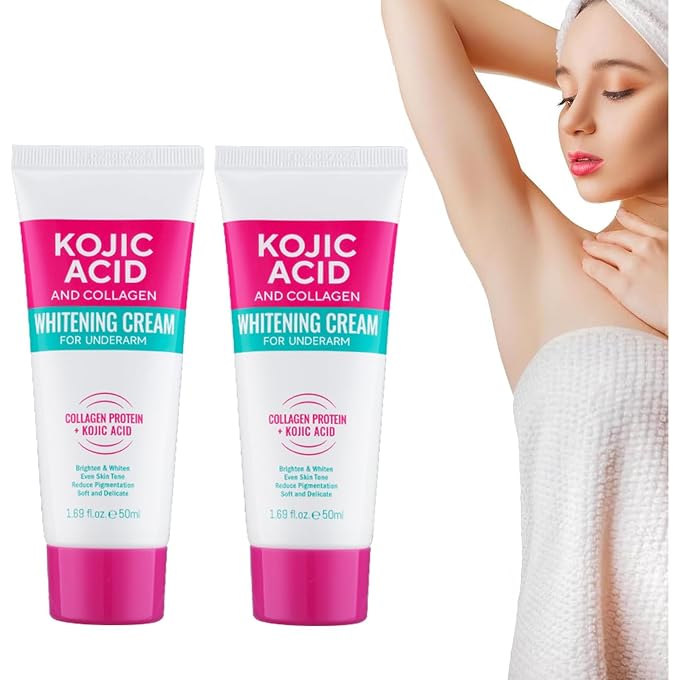 YOOJ 2 Pack 50ml2 Kojic Acid & Collagen Cream, Skin Lightening Lotion for Dark Spots, Dark Underarms Treatment, Non-Greasy Care for Armpits, Knees, Elbows & Bikini Area - Image 1