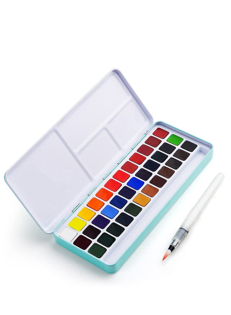 Generic Drawing Pencils Kit with Metal Case Palette and Art Paint Brushes - 36 Colors Solid Watercolor Paint  - Image 3