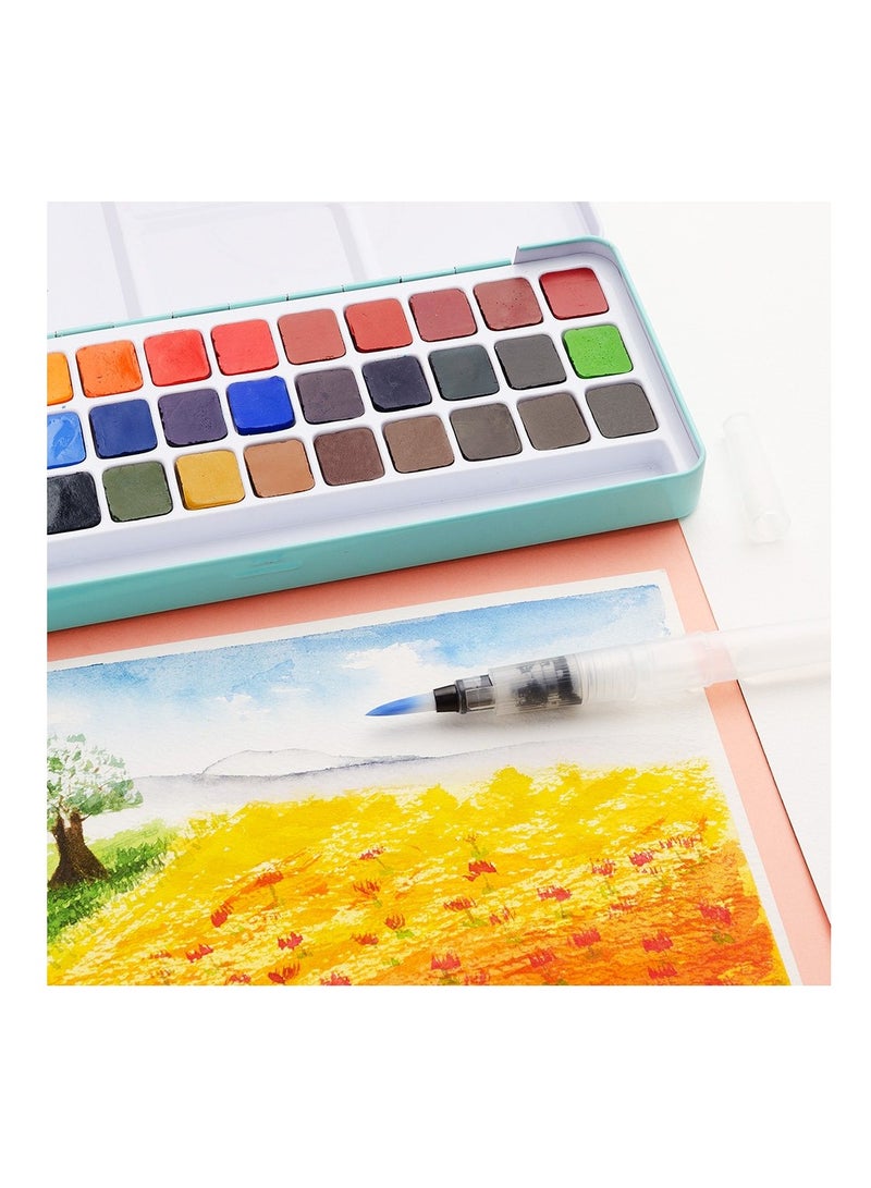 Generic Drawing Pencils Kit with Metal Case Palette and Art Paint Brushes - 36 Colors Solid Watercolor Paint  - Image 4