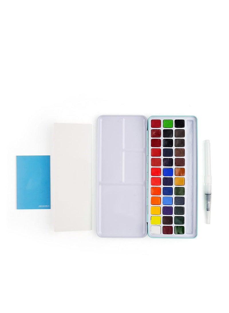 Generic Drawing Pencils Kit with Metal Case Palette and Art Paint Brushes - 36 Colors Solid Watercolor Paint  - Image 2