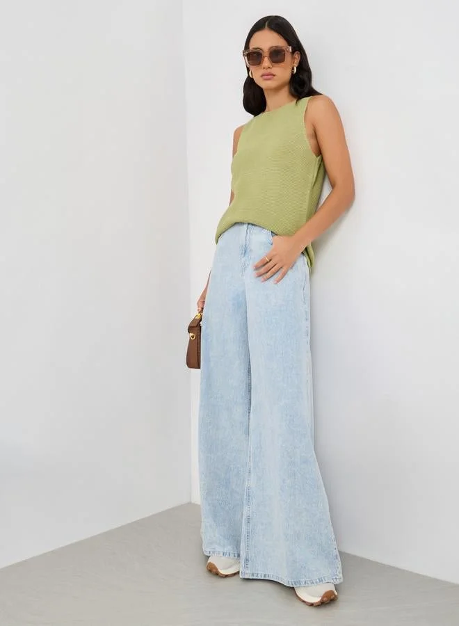 Styli Sleeveless Round Neck Knitted Top