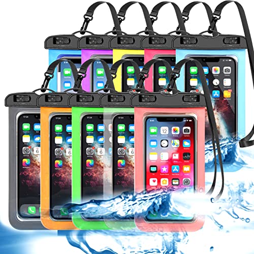 Famoby 10 Pack Universal Waterproof Phone Pouch, Large Phone Waterproof Case Dry Bag IPX8 Outdoor Sports for Apple iPhone 16 15 14 13 12 11 Pro Max Plus SE, Samsung Galaxy S25 Ultra,Note,Up to 7.5" - Image 1