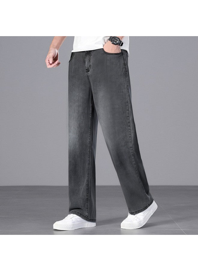 FOLUNSI loose Wide Leg Men's Jeans - Soft & Comfortable Elastic Waist Straight Leg Pants For Men - Image 4