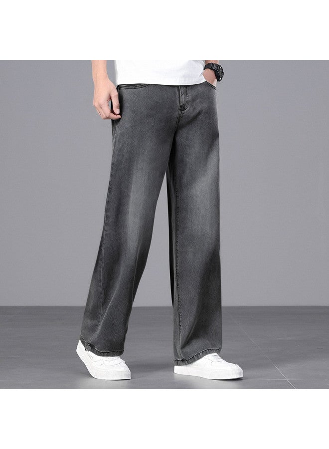 FOLUNSI loose Wide Leg Men's Jeans - Soft & Comfortable Elastic Waist Straight Leg Pants For Men - Image 3