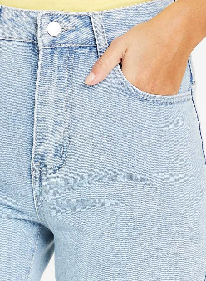 Styli High Rise Butterfly Print Wide Leg Jeans