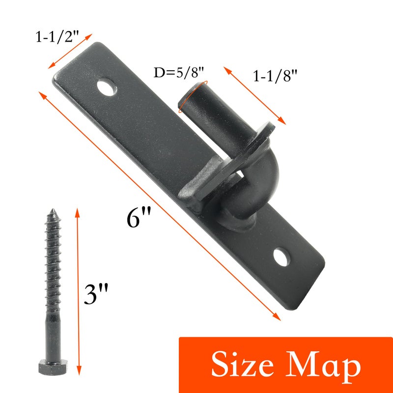 Jikacok Wall Mount Gate Hinge, Sturdy Fence Gate Hinges Fence Post Chain Link Gate Hinge. 2 Pack Black Sturdy Wall Mount Gate Hinges With 5/8 Hinge Pin - Image 3