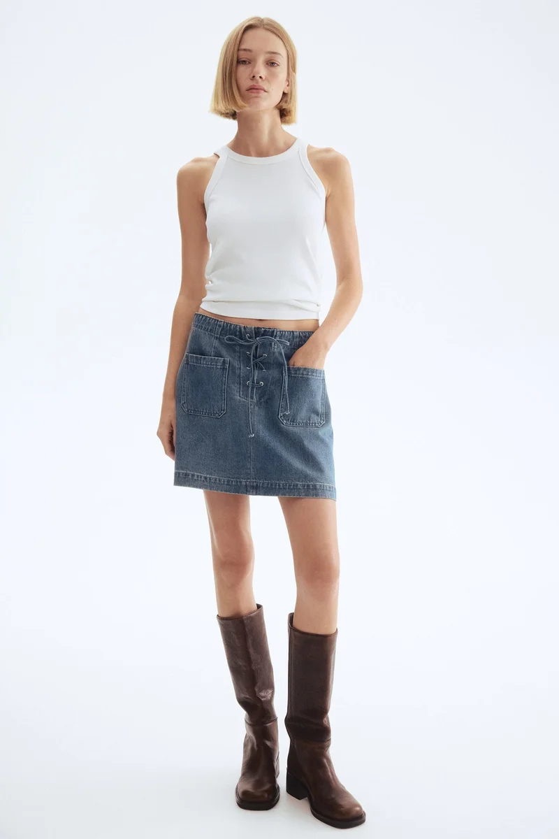 H&M Denim lace-up mini skirt