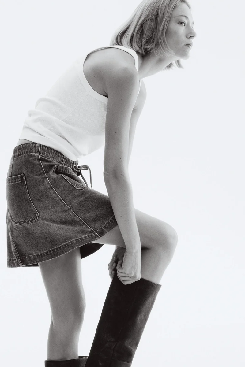 H&M Denim lace-up mini skirt