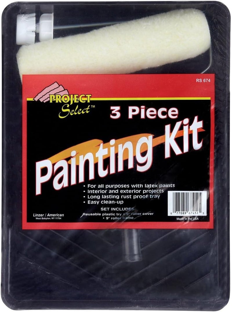 Linzer 3-Piece Plastic Roller and Tray Set for Painting