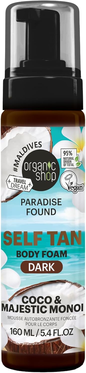 Organic Shop Paradise Found DARK Self Tan Body Foam with Coco Majestic Monoi 160ml