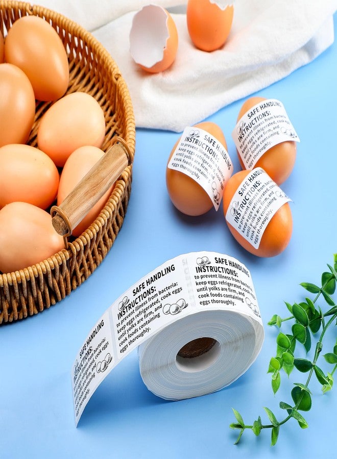 TaoBary 500 Count Safe Handling Instruction Stickers for Eggs 2.25”x1.25” Farmers Fresh Eggs Carton Stickers Thermal Printed Safe Handling Label for Egg Cartons - Image 2