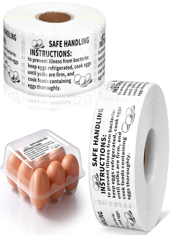 TaoBary 500 Count Safe Handling Instruction Stickers for Eggs 2.25”x1.25” Farmers Fresh Eggs Carton Stickers Thermal Printed Safe Handling Label for Egg Cartons - Image 1