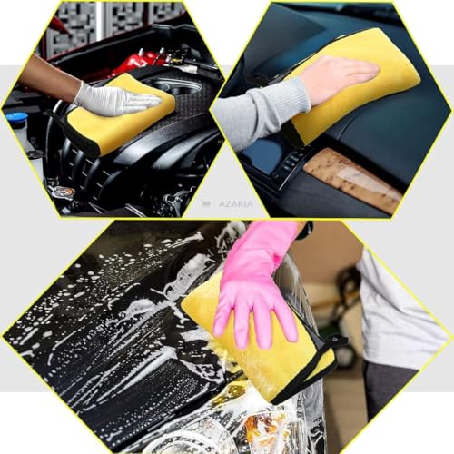AZARIA Microfiber Cloth 30x40 cm 800 GSM Thick Lint & Streak-Free Multipurpose Cloths Automotive Microfiber Towels for Car Bike Cleaning Washing, car Cleaning Accessories (Pack of 3 Grey 800 GSM) - Image 2