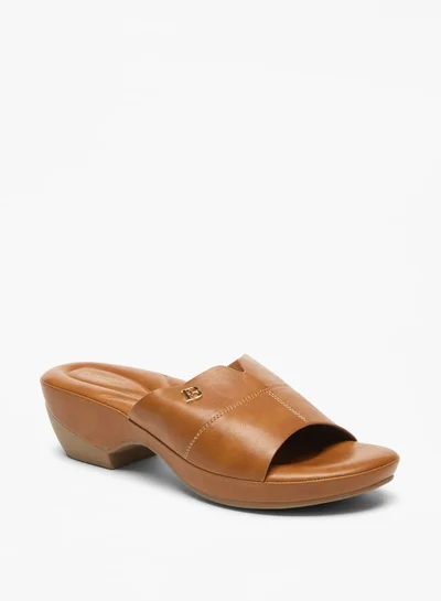Flora Bella By Shoexpress Logo Accent Slip-On Sandals with Block Heels