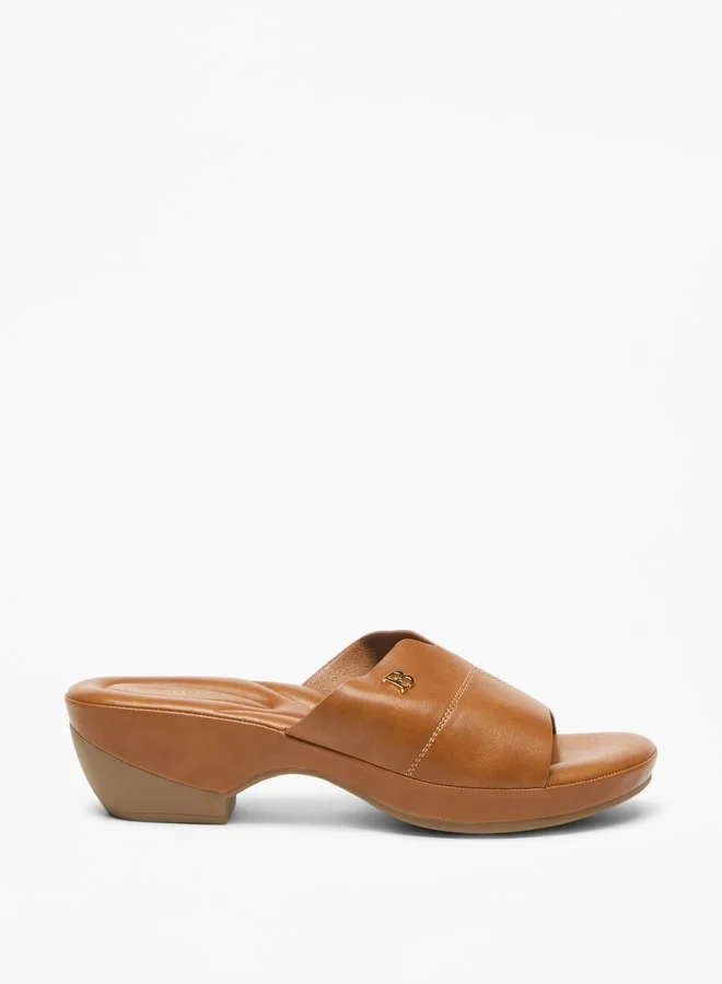 Flora Bella By Shoexpress Logo Accent Slip-On Sandals with Block Heels