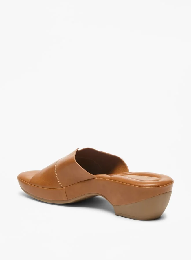 Flora Bella By Shoexpress Logo Accent Slip-On Sandals with Block Heels