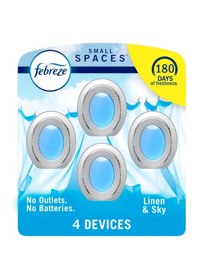 febreze Febreze Small Spaces Air Freshener, Odor-Fighting, Plug In Alternative, Air Fresheners for Home and Bathroom and Kitchen, Closet Air Fresheners, Linen & Sky Scent, 4 Count  - Image 1
